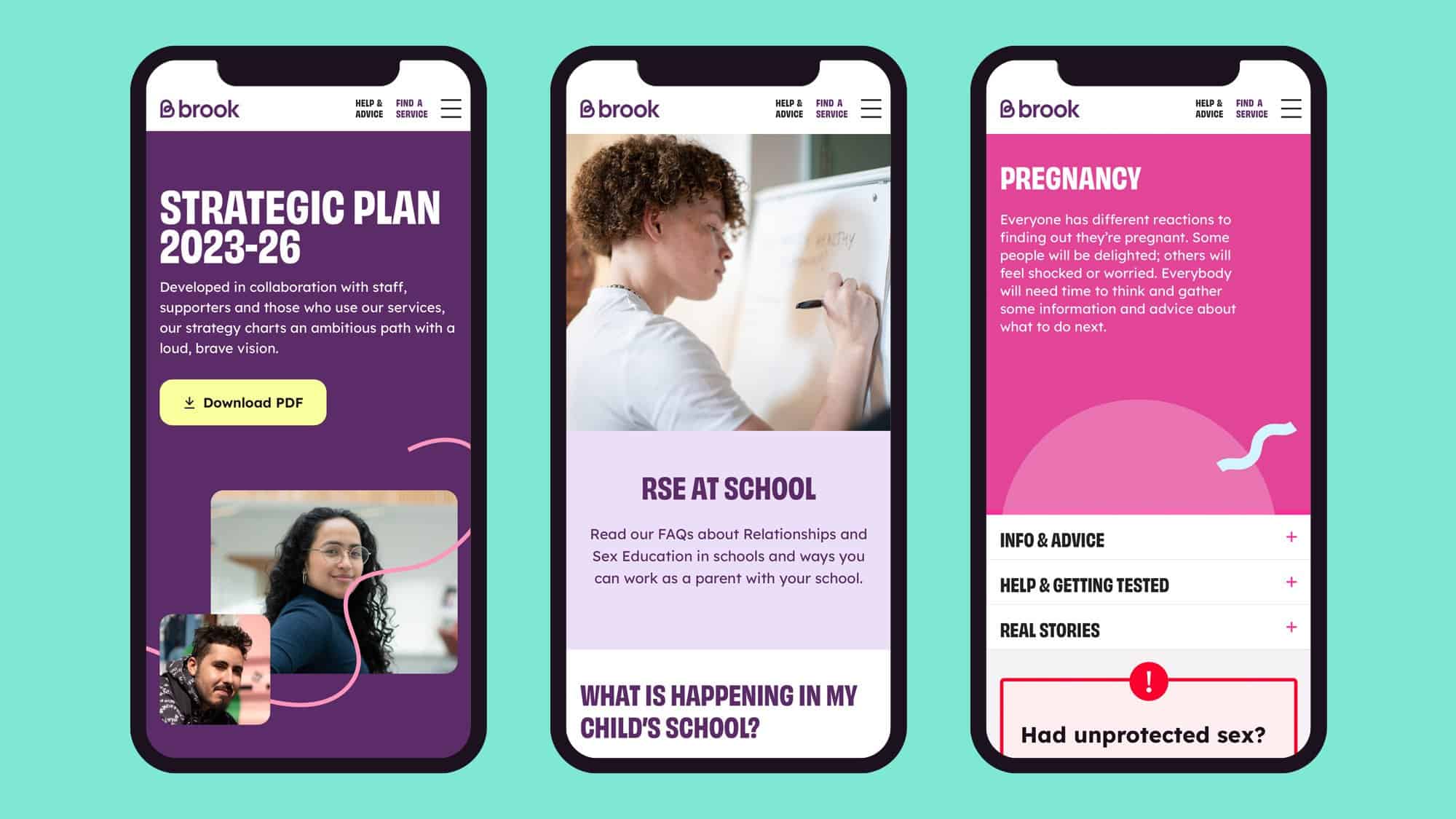 Accessible, modern mobile website design for Six Red Squares, focusing on education and support.
