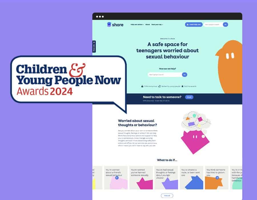 Children and young people support website homepage screenshot for mental health and sexual behaviour.