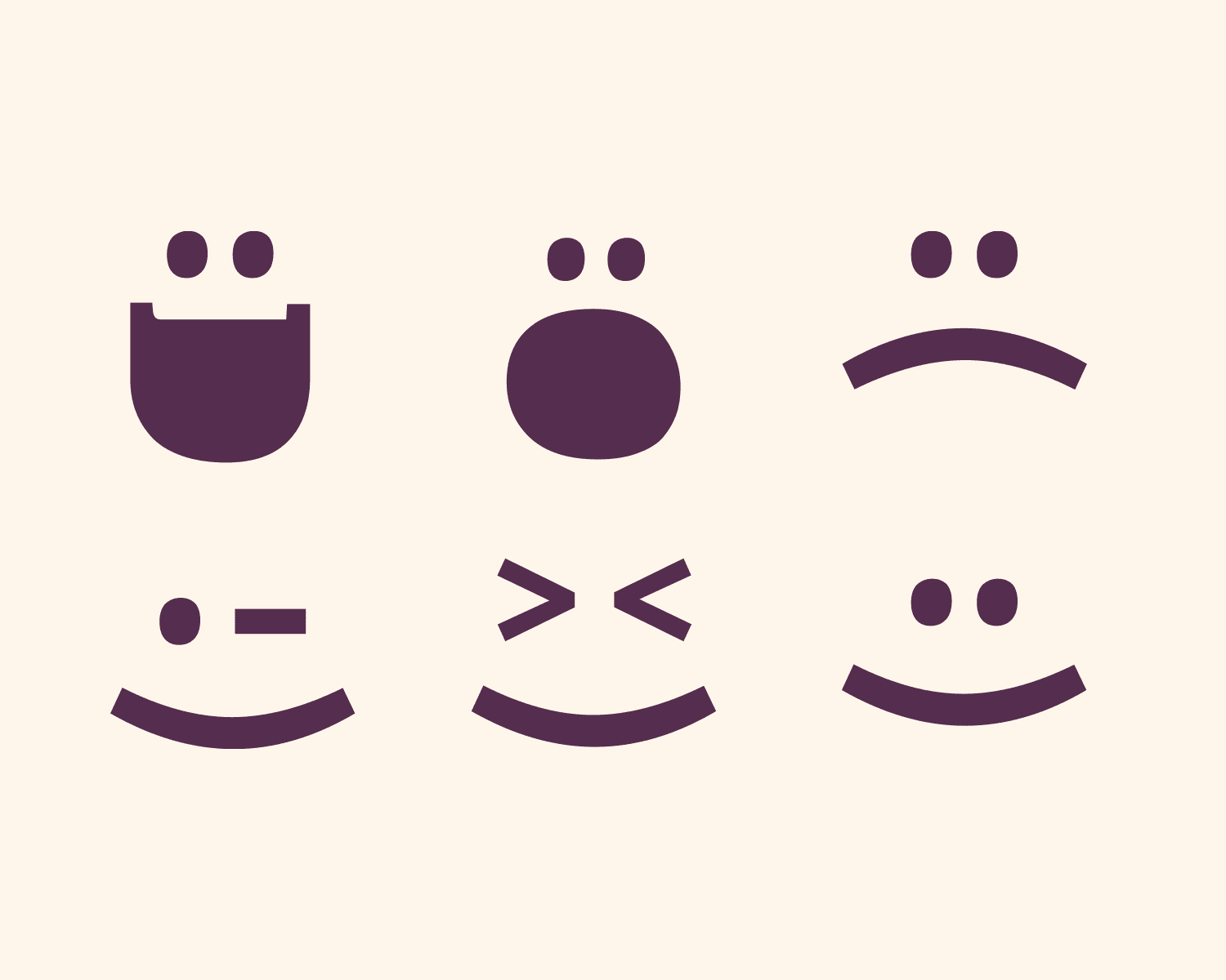 Happy face emoji icons representing positive emotions and friendliness.
