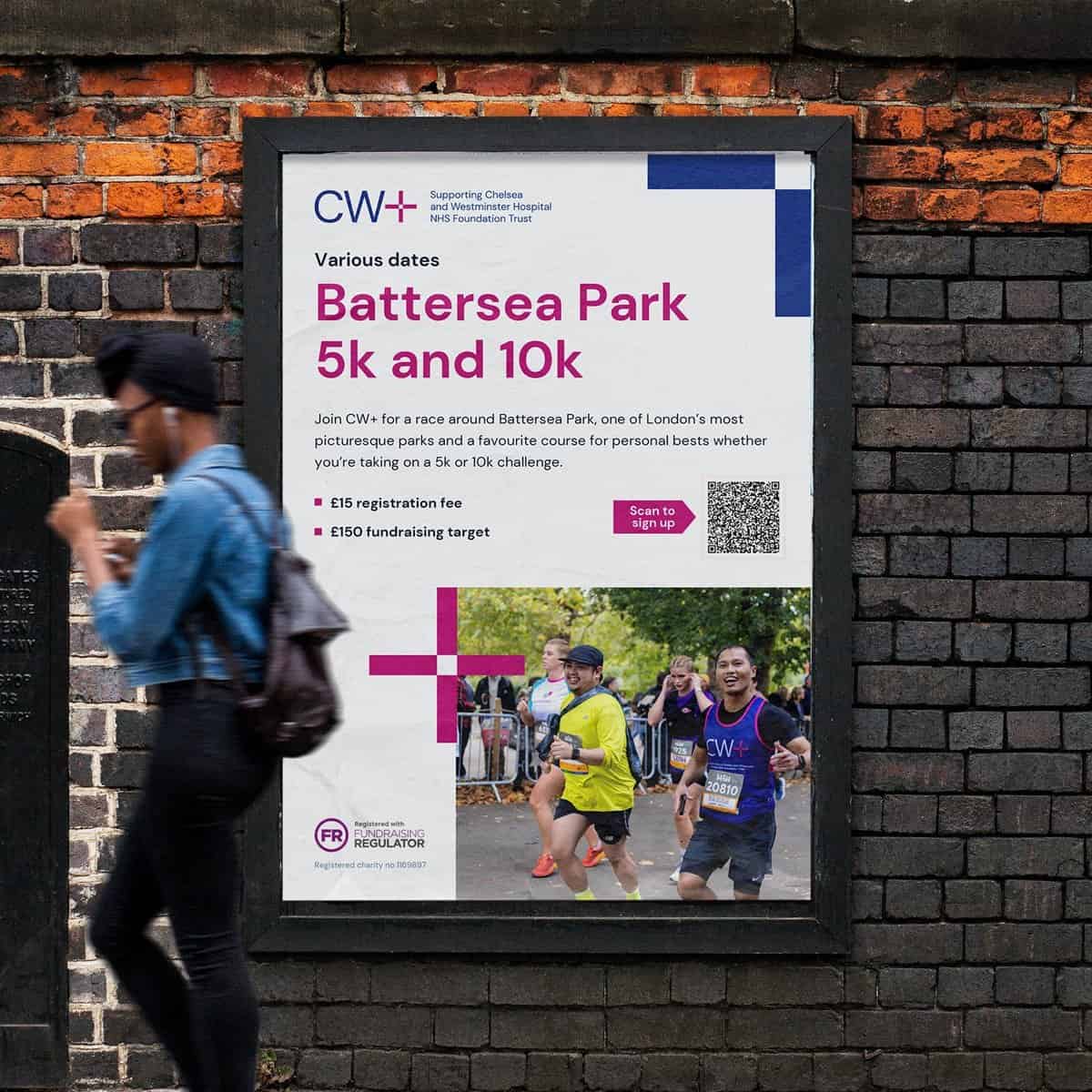 Battersea Park 5k and 10k running event poster at Battersea Park, London.