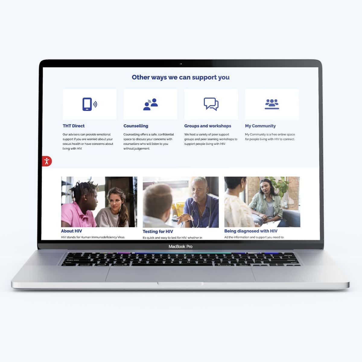 Providing support for HIV testing, counselling, and community services via laptop screen.