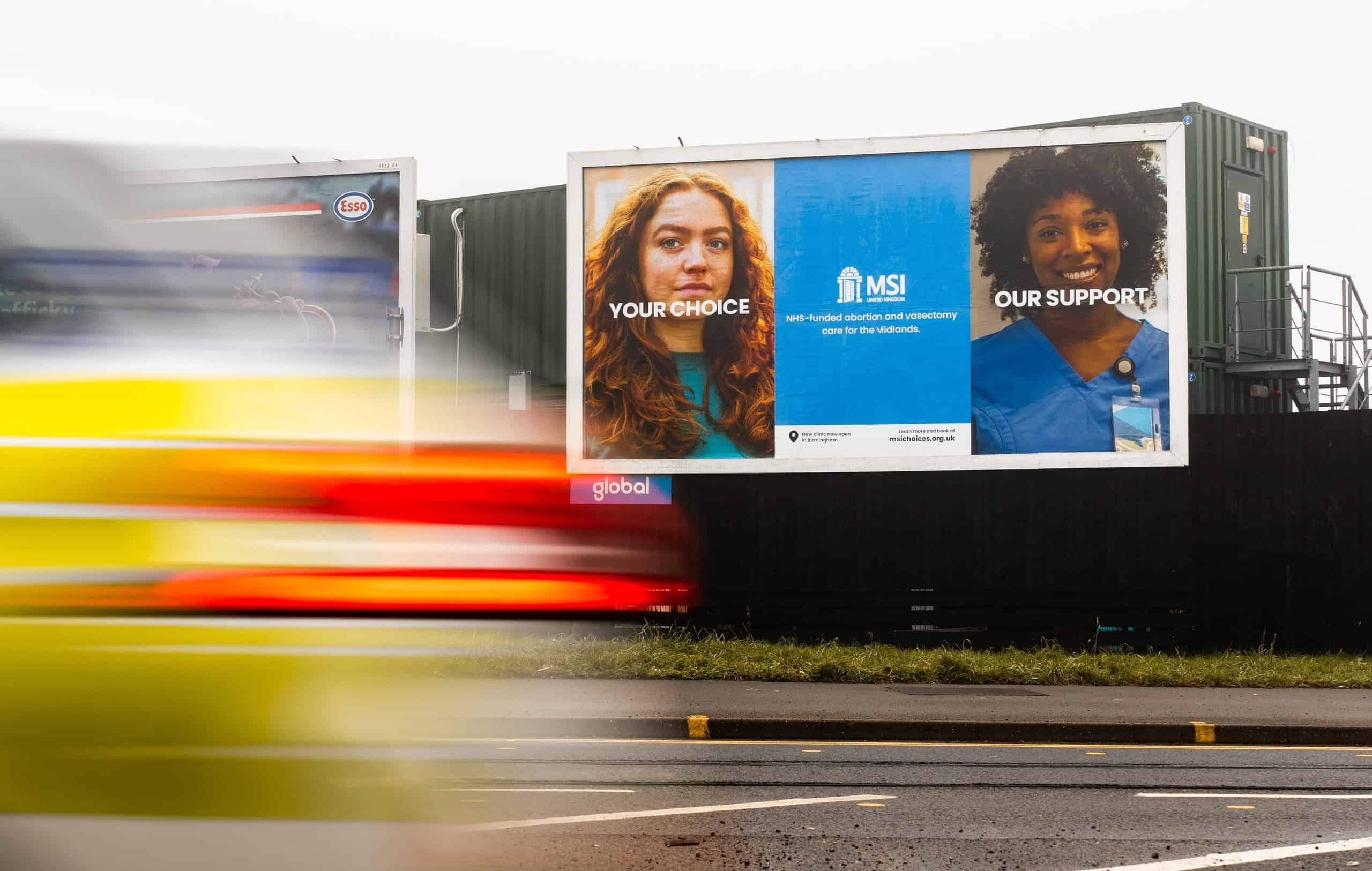 A billboard advertising MSI with diverse support options and customer choice.